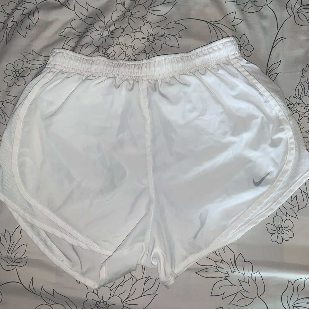 White Nike athletic shorts